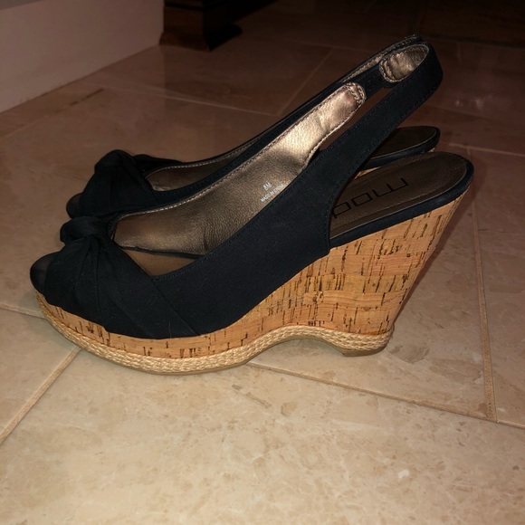 Moda Spana blk Espadrille fabric Wedges - Picture 4 of 9